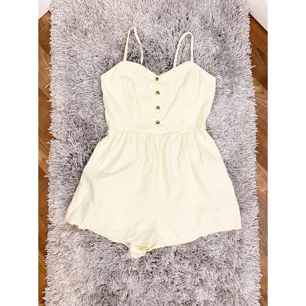 Forever 21 Cream Button Front Romper